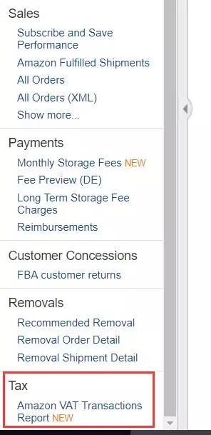 如何下载亚马逊VAT Transaction Report？